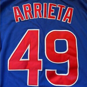NWT Chicago Cubs ARRIETA Majestic Authentic Blue Jersey Size Adult L/XL MLB #49